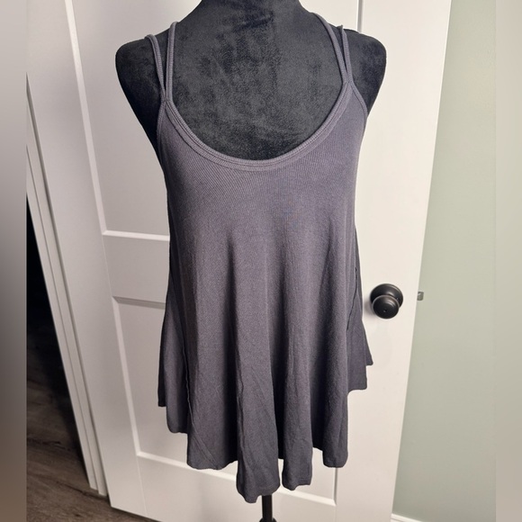 We the free free people charcoal strap tank top asymmetrical flowy - Picture 1 of 6